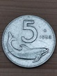 Moneta 5 LIRE 1953 - DELFINO E TIMONE - REPUBBLICA ITALIANA - circolata ...