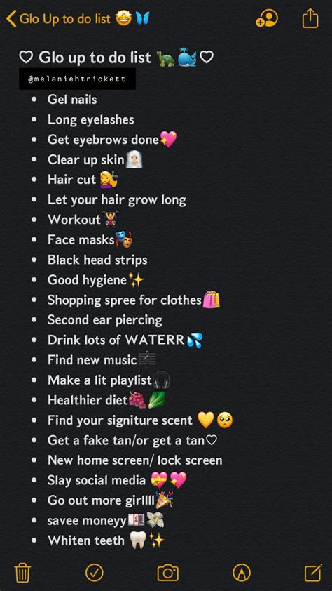 𝖦𝗅𝗈 𝖴𝗉 𝖼𝗁𝖾𝖼𝗄𝗅𝗂𝗌𝗍 🐳 Self Confidence Tips Beauty Routine Checklist Glo Up
