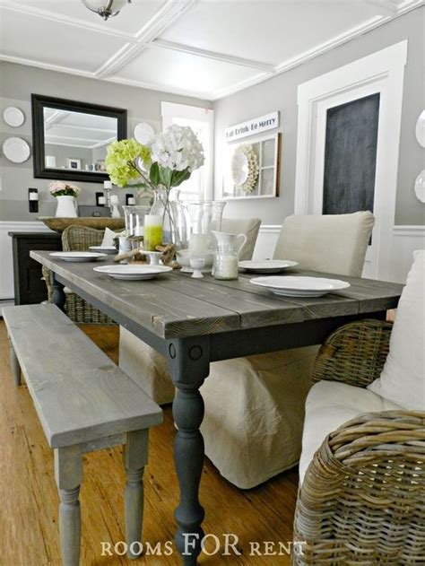 The kentwood table sets the mood for a warm and welcoming ambiance with its farmhouse style and rustic hues. How To Build A Farmhouse Dining Table - tutorial on how to build this table using basic pine woo ...
