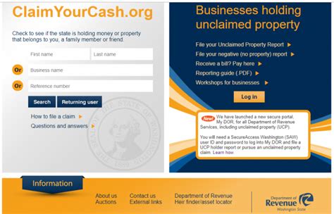 The state's unclaimed money website offers an easy to use searchable database. Washington Unclaimed Money (2020 Guide) | Unclaimedmoneyfinder.org
