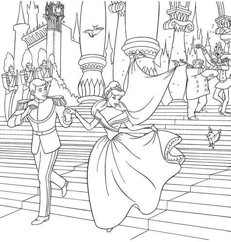 Cinderella And The Prince After The Wedding Cinderella Coloring Pages