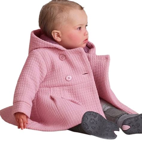 J58 Infant Kids Girls Toddler Warm Fleece Hooded Winter Pea Coat Snow