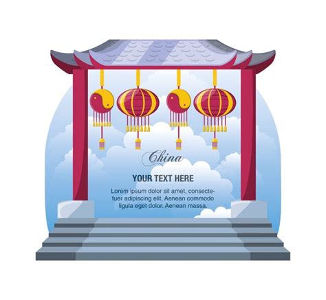 Iconos De La Arquitectura De Cultura China Vector Premium