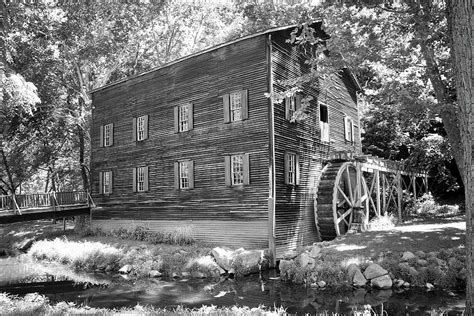 Wolf Creek Grist Mill In Black And White Photograph By Linda Goodman