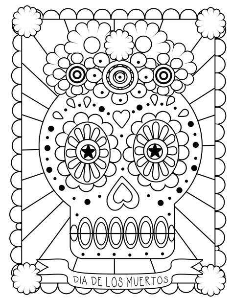 Day Of The Dead Skull Printable Printable Template