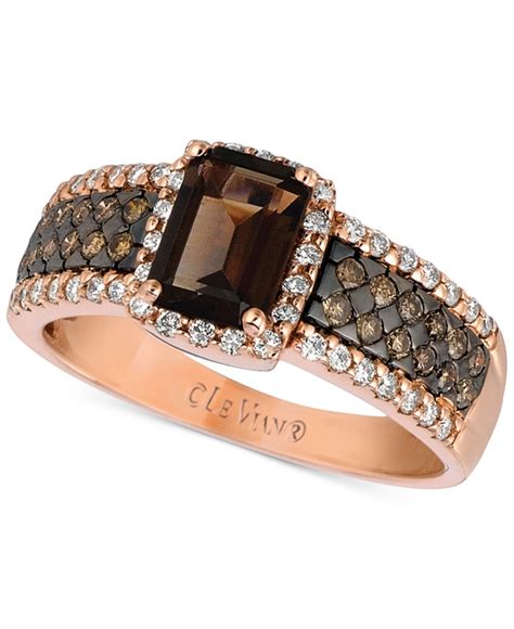 61 natural fancy light pink diamond rounds si clarity0.66 carat in 14k rose gold flower style fashion cocktail right hand ring. Le vian ® Chocolate Quartz (4/5 Ct. T.w.) And Diamond (1/2 Ct. T.w.) Ring In 14k Rose Gold in ...