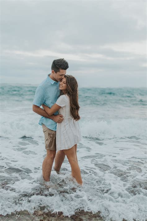 North Shore Oahu Beach Engagement Shoot Couples Beach Photography Couple Beach Pictures