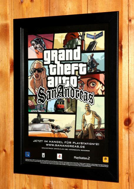 2004 Grand Theft Auto San Andreas Gta Small Poster Old Ad Page Framed