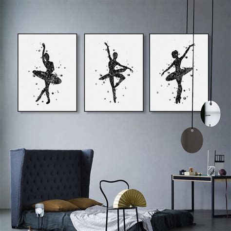 Triptych Modern Black White Abstract Ballet Dance Art Prints Poster Be