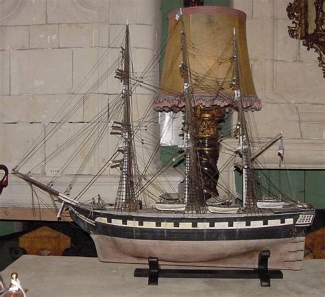 Large 19th Century Painted Wood Model Of The Sailing Ship