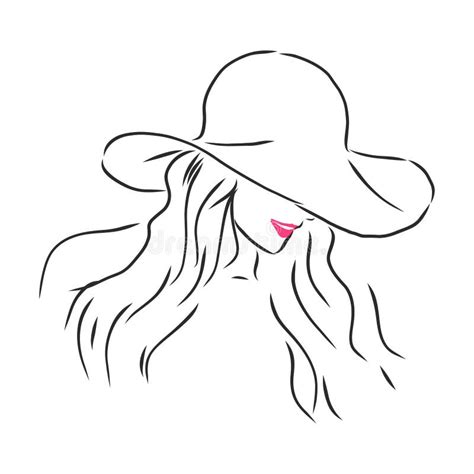 Silueta De Una Mujer Hermosa Con Un Sombrero Elegante Vector Bella Chica En Una Ilustración De