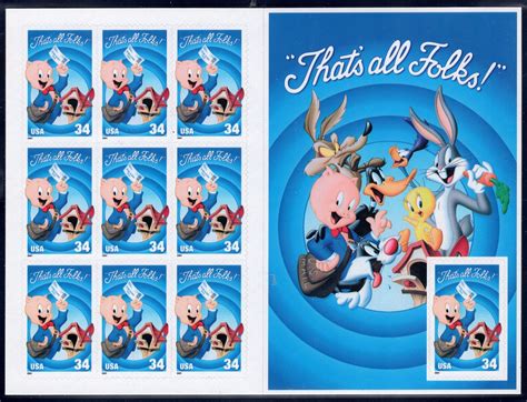 1 Porky Pig Sheet Of 10 Thats All Folks Looney Tunes Etsy