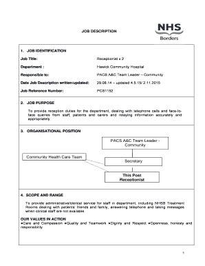 Sample receptionist performance form name: medical receptionist job description template - Fill Out Online, Download Printable Templates in ...