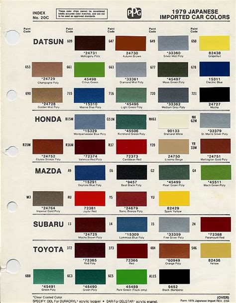 They provide the actual automotive paint color standard reference chips for nearly all makes and models since automobiles were made, all the way back to the year 1900 and all the … What color is this? Please help - 510/1600 - Ratsun Forums