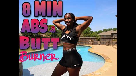 8 Minute Abs And Butt Home Workout Small Waist Round Booty No Equipment Youtube