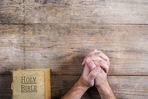 Bible And Praying Hands Stock Image Image Of Open Book