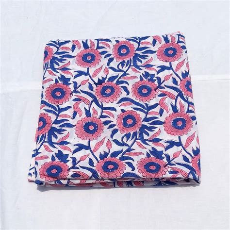 Floral Cotton Fabric Block Print Fabric Indian Fabric Etsy Uk Block