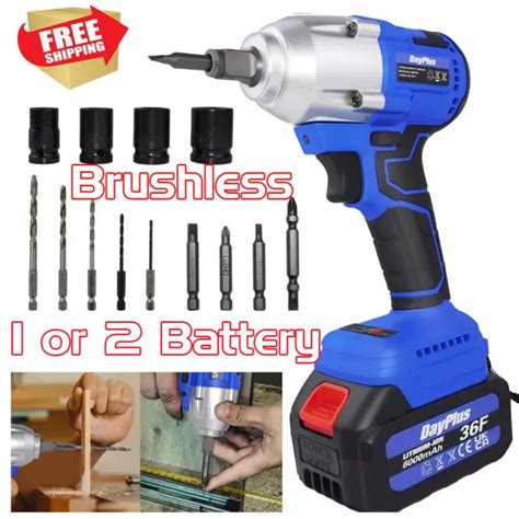 CORDLESS IMPACT WRENCH Kit 21V 2Ah 1 2inch Brushless Driver High Torque