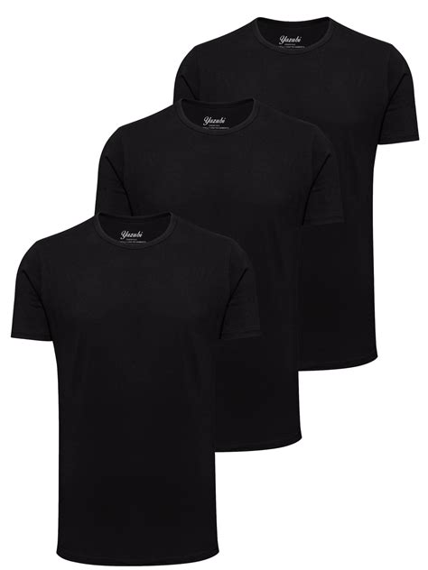 3er Pack Herren T Shirt Max Extra Lang Geschnitten In Schwarz