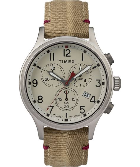 Allied Chronograph 42mm Fabric Strap With Red Accent Watch Timex