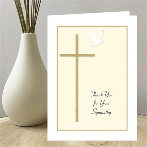 Funeral Sympathy Thank You Card Cross Dove Zazzle