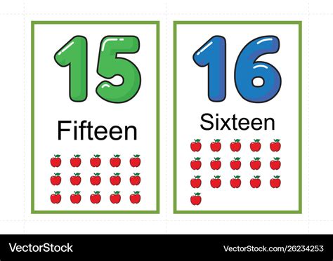 Printable Number Flashcards For Teaching Number Vector Image