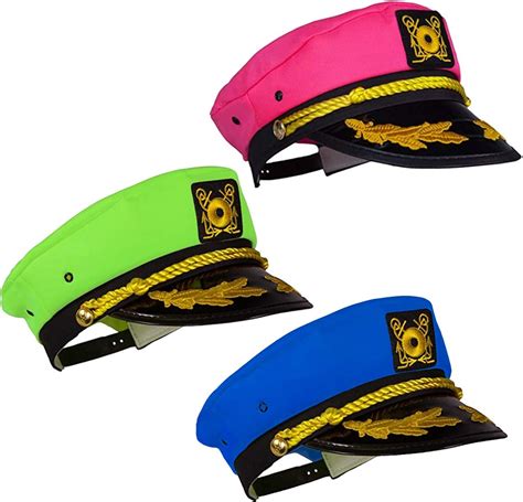 Tigerdoe Yacht Hats 3 Pack Captains Hat Neon Captain Hat