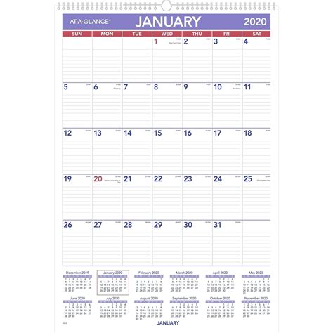 2020 At A Glance 15 12 X 22 34 Monthly Wall Calendar Pm3 28 20