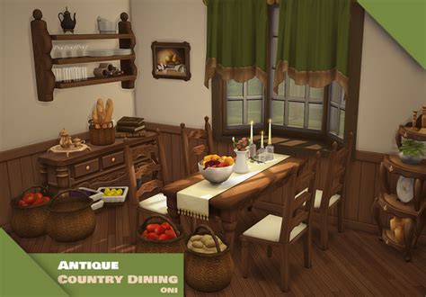 Antique Country Dining Oni On Patreon Living Room Sims 4 Sims 4 Cc