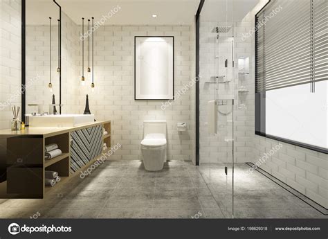 Rendering Modern Bathroom Luxury Tile Decor — Stock Photo © Dit26978