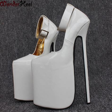wonderheel hot new 12 heel patent pump extreme high heel 30cm heel with platform lady pump sex