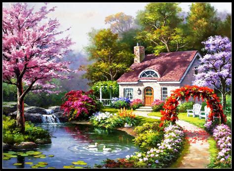Spring Cottage In Full Bloom Maddycharts Shop