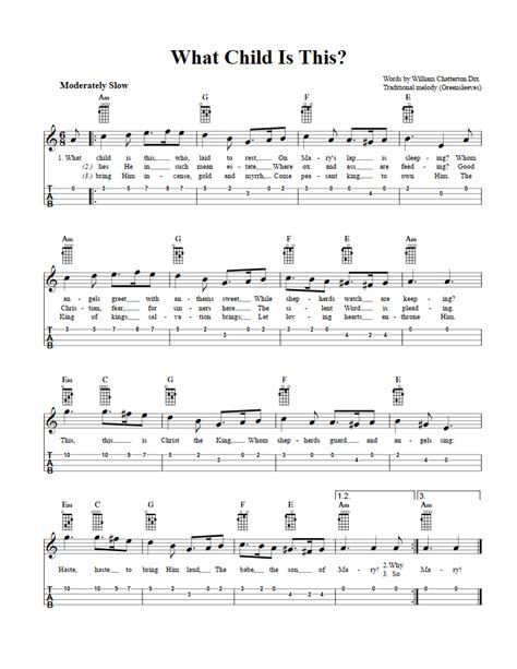 What Child Is This Easy Ukulele Sheet Music And Tab With Chords And
