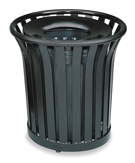 Rubbermaid Commercial Products 36 Gal Round Trash Can Metal Black