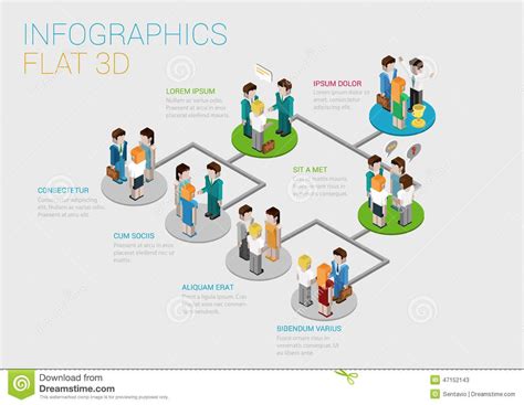 Flat 3d Isometric Web Infographic Organization Chart Concept
