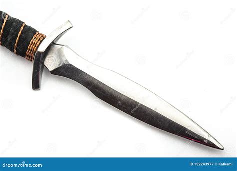 Small Dagger Hilt And Blade Closeup On White Background Stock Image