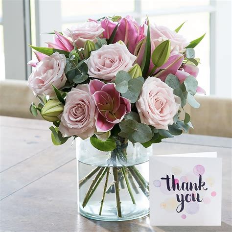 The best way to make some effort to express emotions. Thank You Card With Pink Rose & Lily