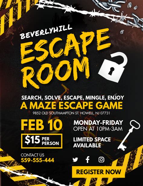 Yellow Escape Room Game Night Flyer Template Postermywall