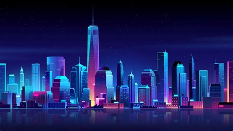 2048x1152 New York Buildings City Night Minimalism 2048x1152 Resolution