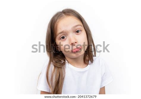 Child Showing Anger Frustration Girl Pouting Stock Photo 2041372679