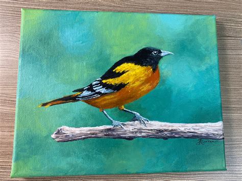 Acrylic Painting Bird On Branch Original Painting Etsy