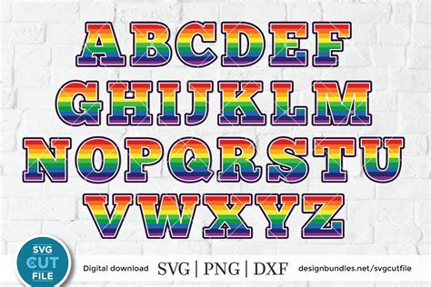 Rainbow Letters Svg Striped Font Svg Birthday Letters Svg The Best