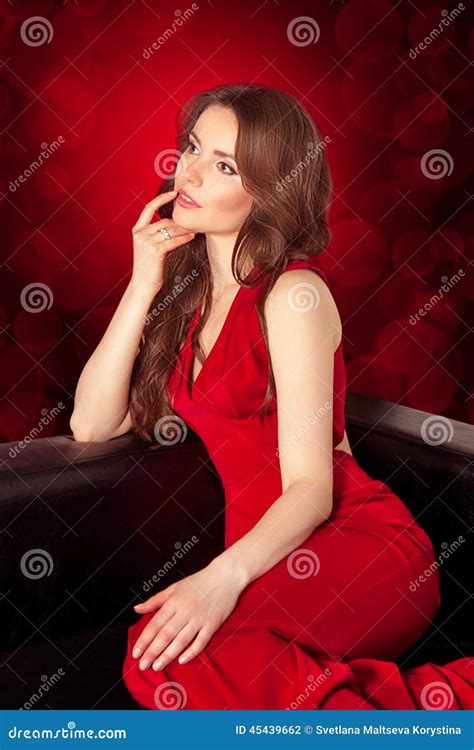 Woman In Red Dress Stock Photo Image Of Caucasian Model 45439662