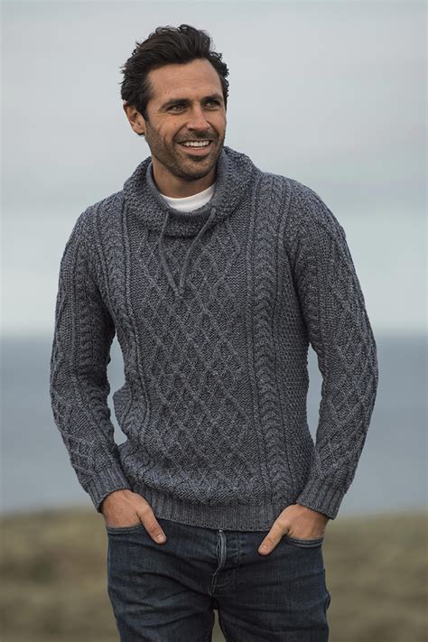 Mens Merino Wool Funnel Neck Sweater From Ireland Westport Novica