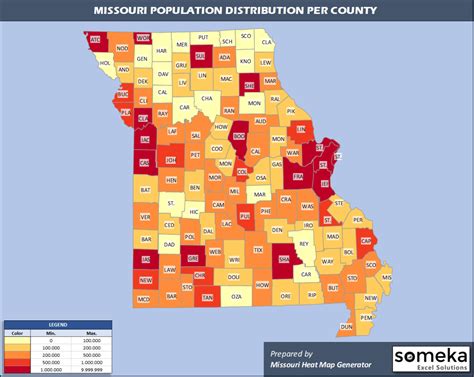 Missouri County Map And Population List In Excel