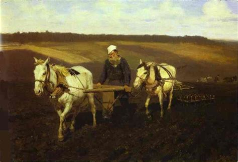 Portrait Of Leo Tolstoy As A Ploughman On A Field 1887 Painting Ilya