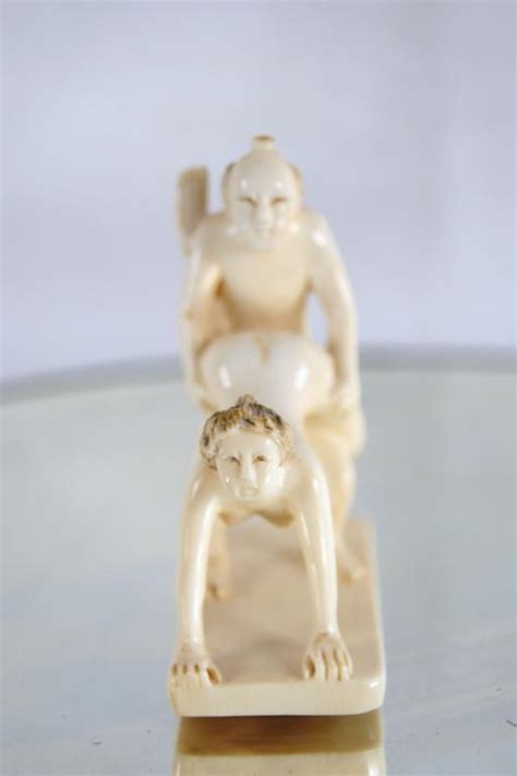 shunga netsuke ivory carvings 2 pair 3pcs