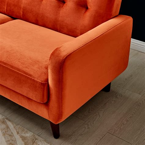 Clarence Sofa In Burnt Orange Velvet 2 Seater Buy Designer Home