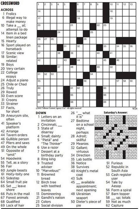 Daily Commuter Crossword Puzzle Printable Printable Jd