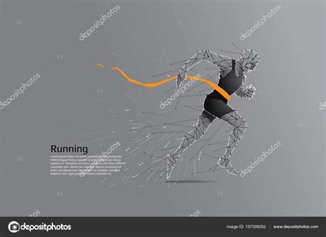 Running Man Motion Art Line Dot Concept Stock Vector Image By